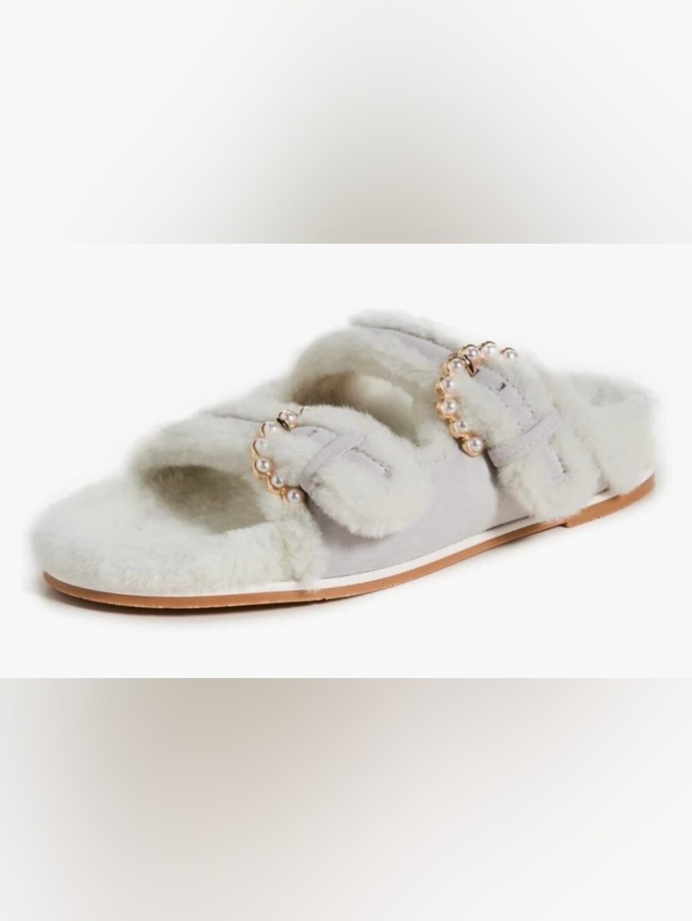 Stuart Weitzman Piper Chill Slide Sandal Perla/White Size 7 B